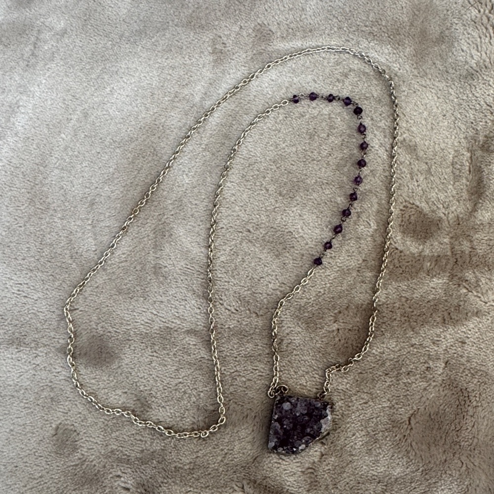 Purple geode Gemstone handmade Necklace